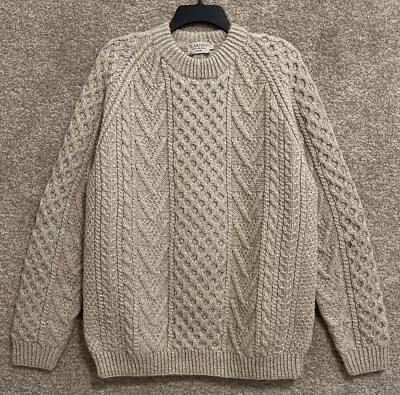 Blarney Woolen Mills Mens Size Large Merino Wool Cable Knit Fisherman Sweater • $49.99