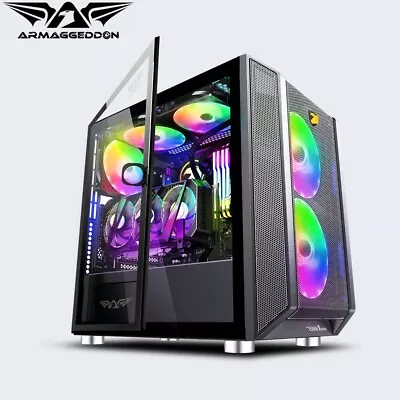 PC Case Armaggeddon Tessaraxx Core 1 Air Mirco-ATX Gaming Glass Side Panel Black • $95.95