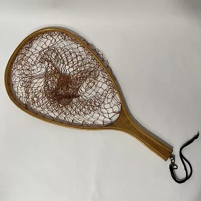 Vintage Fly Fishing Wood Handle Trout Landing Net Northwoods Cabin Cottage Decor • $39.98