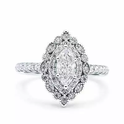 Vintage Style Solitaire Accent Marquise Wedding Ring CZ 925 Sterling Silver • $24.29