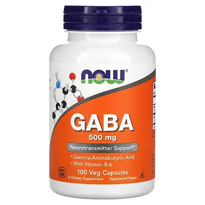 Now Foods GABA 500 Mg 100 Veg Capsules GMP Quality Assured Kosher Vegan • $13.04