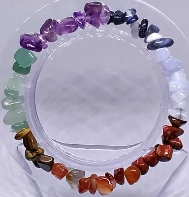 £2.95 • Buy Ladies Gemstone Bracelets Natural Healing Chip Stone Crystal  Elasticated