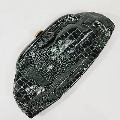 Vintage Saks Fifth Avenue Green Alligator Clutch Purse Handbag • $59.95