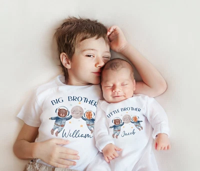 £10.99 • Buy Sibling Matching Boys T Shirts Space Moon Astronaut Baby Boy Gift Bodysuit Vest