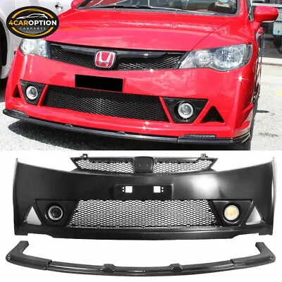 Fits 06-11 Honda Civic 4Door Sedan MUG RR PP Front Bumper & ABS Lip USDM • $578.99