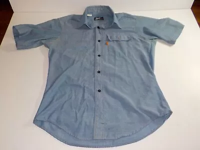 Vintage Levis Shirt Mens Medium Chambray Orange Tab Button Down Short Sleeve 70s • $39.99