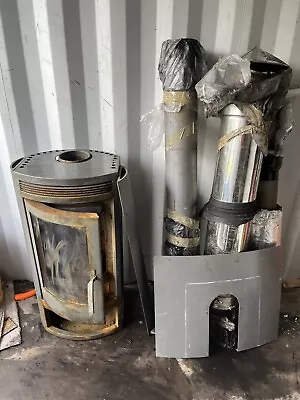 Log Burner & Flue Pipe - Read Details See Pictures -garage Find From A Clearance • £102