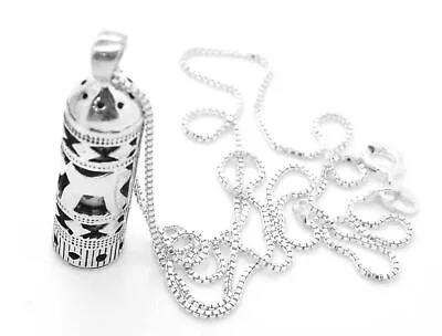 Sterling Silver Mezuzah Pendant Non Kosher Scroll Chai Life 20  Necklace ISRAEL • $29.95