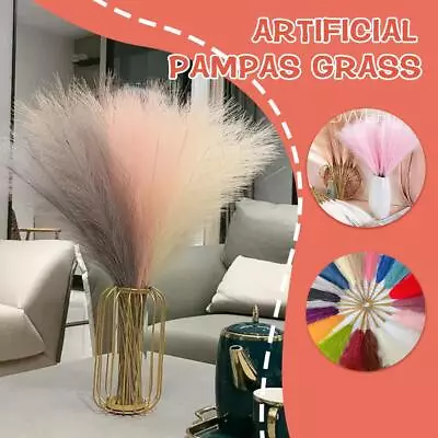 10pcs Artificial Pampas Grass Fluffy Plants Bouquet Wedding Home Decor • £2.74