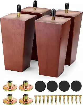 5 Inch Couch Legs Set Of 4 Wood Furniture Legs For Sofa Heavy Duty Walnut Square • $34.24