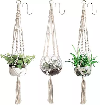 3x Garden Plant Hanger Macrame Hanging Planter Basket Rope Flower Pot Holder Set • £9.89