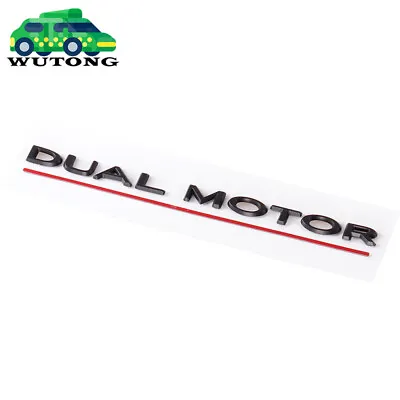 For Tesla Model 3/Y DUAL MOTOR Emblem MATTE BLACK RED Rear Lid Trunk Logo Badge • $13.99