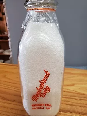 1-Quart Milk Bottle Meadowbrook Dairy Bakersville CT. USED • $10