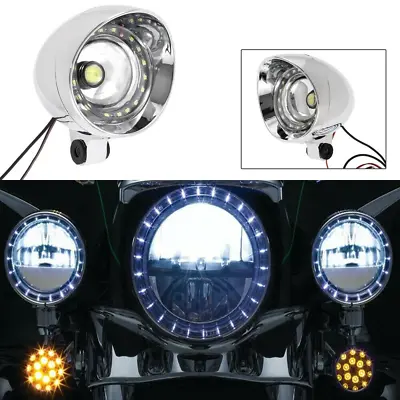 Motorcycle LED Headlight Head Lamp Chrome For Harley Chopper Custom Cafe Racer • $20.05