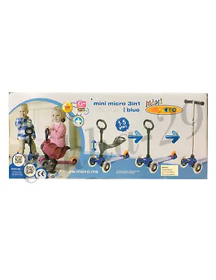 Micro Mini 3 In 1 With Blue Seat Scooter Age 1 To 5 NEW IN BOX • $79.90