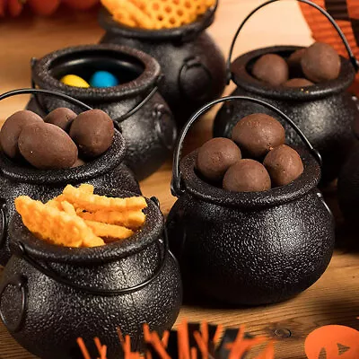 6pcs Mini Halloween Candy Bucket Pot Witch Cauldron Holder Party Decor • £7.18