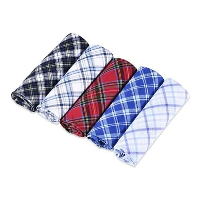 5Pcs 40x40cm Square Plaid Stripe Handkerchiefs Men Classic Pocket Cotton Towels • £6.70