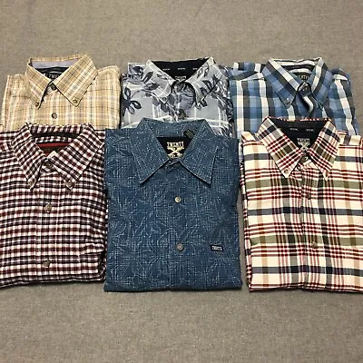 Lot Of 6 Wrangler 20x Button Up Western Shirts Long & Short Sleeve Sz Medium • $45