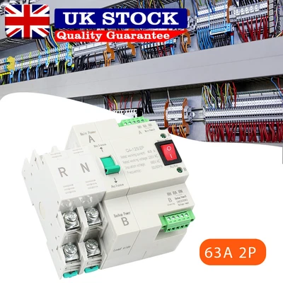 £22.58 • Buy 2P 63A For Generator Changeover Switch Dual Power Automatic Transfer Switch