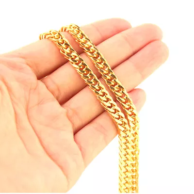 6/8/10/12mm Mens Boys 316L Stainless Steel LInk Gold Curb Cuban Chain Necklace • $5.99