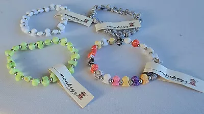 4 Trrtlz Stretchy Bracelets Monkeys Monkeyz Beaded Stretch  NEW Assorted Colors • $11.93