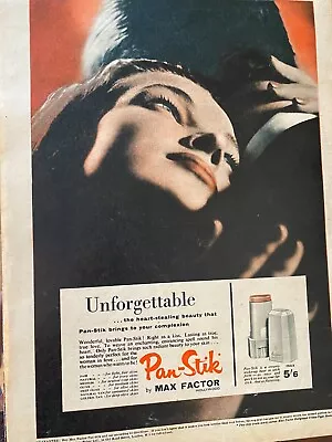 Max Factor Pan-Stik Cosmetics Make Up Full Page Vintage Print Ad • $1.99