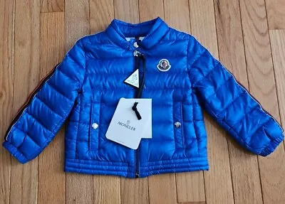 Nwt Moncler Anderm Biker Down Puffer Jacket (Baby & Toddler) 12M - 18M Blue $360 • $175