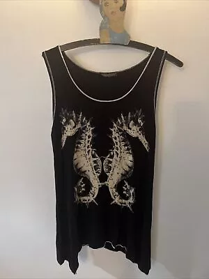 Vanilla Sugar Seahorse Print Tank Top Bedazzled Size Small • $12