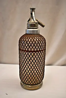 Vintage Seltzer Glass Bottle Syphon Wire Mesh Wrapped Soda Bottle Collectibles   • $261.93