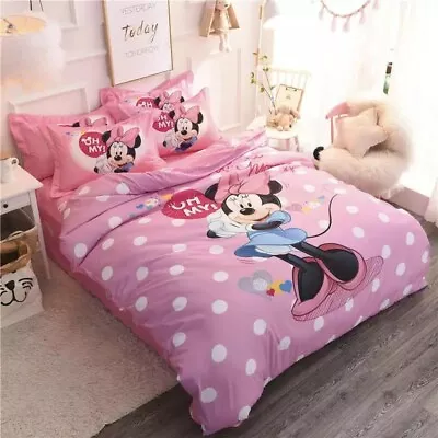 Disney Minnie Mouse Oh My Pink 100% Cotton Twin Full Queen Comforter Set W/Sheet • $242.75