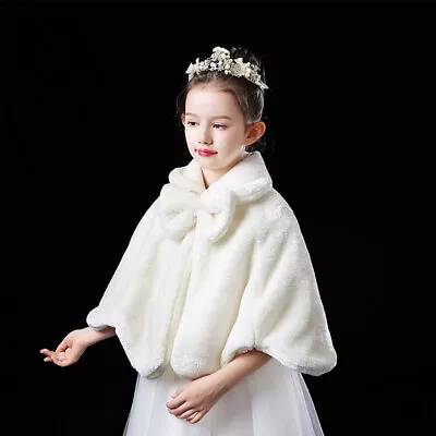 Kids Baby Girls Faux Fur Princess Bolero Shrug Cardigan Cape Warm Coat Jacket • £14.99