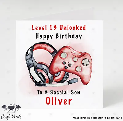 Personalised Red Gamer Xbox Gaming Birthday Card Son Grandson Brother Nephew  • £2.99