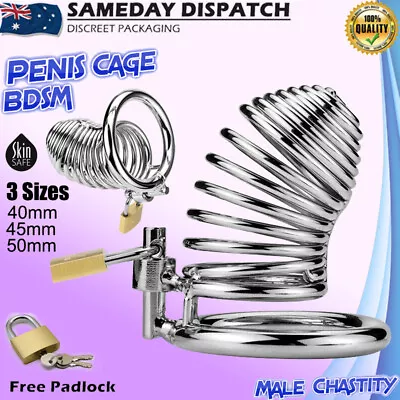 BDSM Metal Male Chastity Device Kit Penis Cage Cock Fetish Bondage Men Sex Toy • $16.99