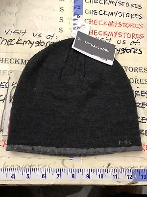 NEW NWT DESIGNER Michael Kors Men's Reversible Beanie Grey MK Logo OSFM  • $19.99