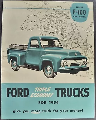 1954 Ford F-100 Truck Brochure Pickup Panel Stake Original 54 Not A Reprint • $34.95