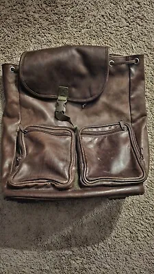 Vintage Wilson  Distressed Leather  BACKPACK Bag Large Pockets/Drawstring/Straps • $54.95