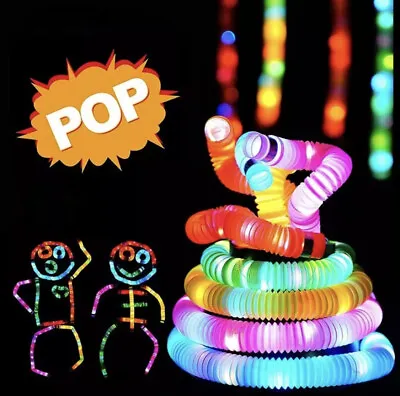 £5.99 • Buy Fidget Pop Tube LED Popper Stress Sensory Light Toy Party Bag Filler Autism Tool