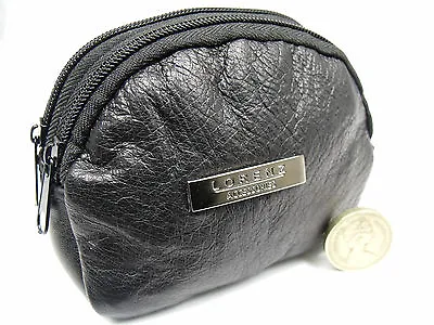 Mens Ladies Super Soft Genuine Black Leather Coin Change Pouch Purse Wallet      • £4.99