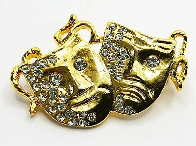 £35 • Buy 12x (TWELVE) Gold And Diamante Comedy & Tragedy Theatre Masks Pin Badges