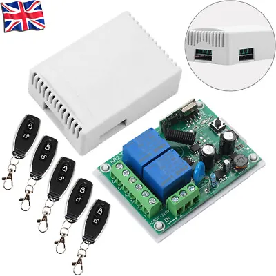 Garage Door Remote Control Switch Relay Wireless Transmitter + Receiver Kit 2 CH • £19.99