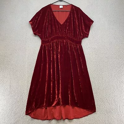 Cabi Dress Womens Large Red Crushed Velvet Grace Tribute Holiday Midi 3696 • $28.95