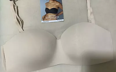 M&S NONWIRED PADDED MOULDED CUPS MULTIWAY STRAPLESS BRA OPALINE NUDE Size 36A • £13.99