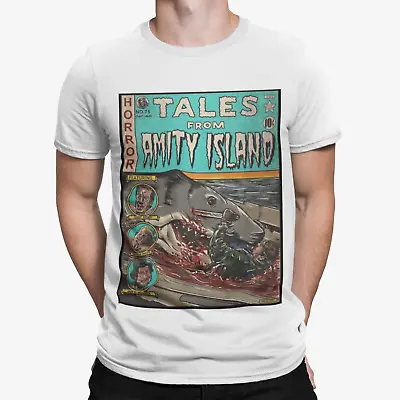 Tales Of Amity Island T-shirt - Movie Poster 70s 80s Shark Movie Film Retro JAWS • £8.39
