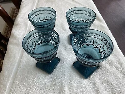 Vintage Indiana Glass Colony Park Lane Blue Wine Goblets Total Of 8 In Set • $59