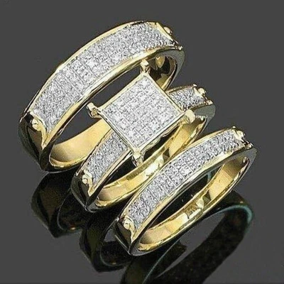 £3.86 • Buy Fashion 18k Yellow Gold Plated Rings Men Women Cubic Zirconia Jewelry Size 6-13