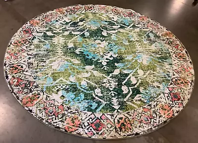 GREEN /BLUE 6'-7  X 6'-7  Round Flaw In Rug Reduced Price 1172664618 RIV117Y-7R • $60