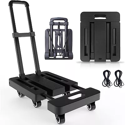 Heavy Duty Folding Hand Truck Platform Dolly Luggage Cart Trolley With 4/6 Wheel • $24.99