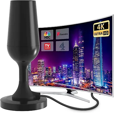 Indoor TV Aerial Long Range & 360° Reception With Strong Magnetic Base 4K 1080 • £14