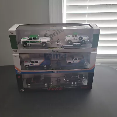 $89.99 • Buy M2 Machines Auto Haulers Chevy Silverado GMC Sierra Dually Set Lot Coca Cola New