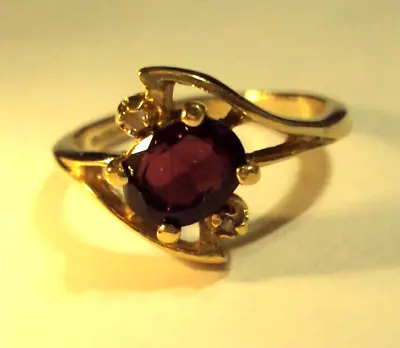 Vintage Purple Amethyst Lind 24K Gold HGE Ring Size 8 • $19.95